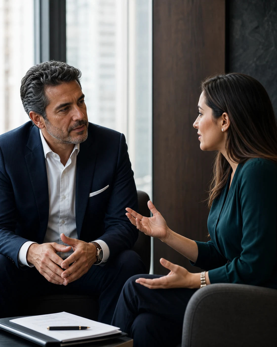 Executive in a conversation with a search advisor